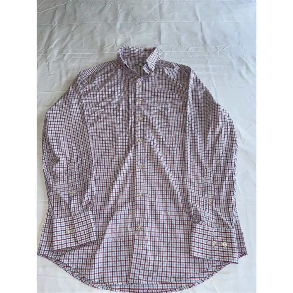 Peter Millar Summer Comfort Men's Medium Long Sleeve Plaid Button Up Collared